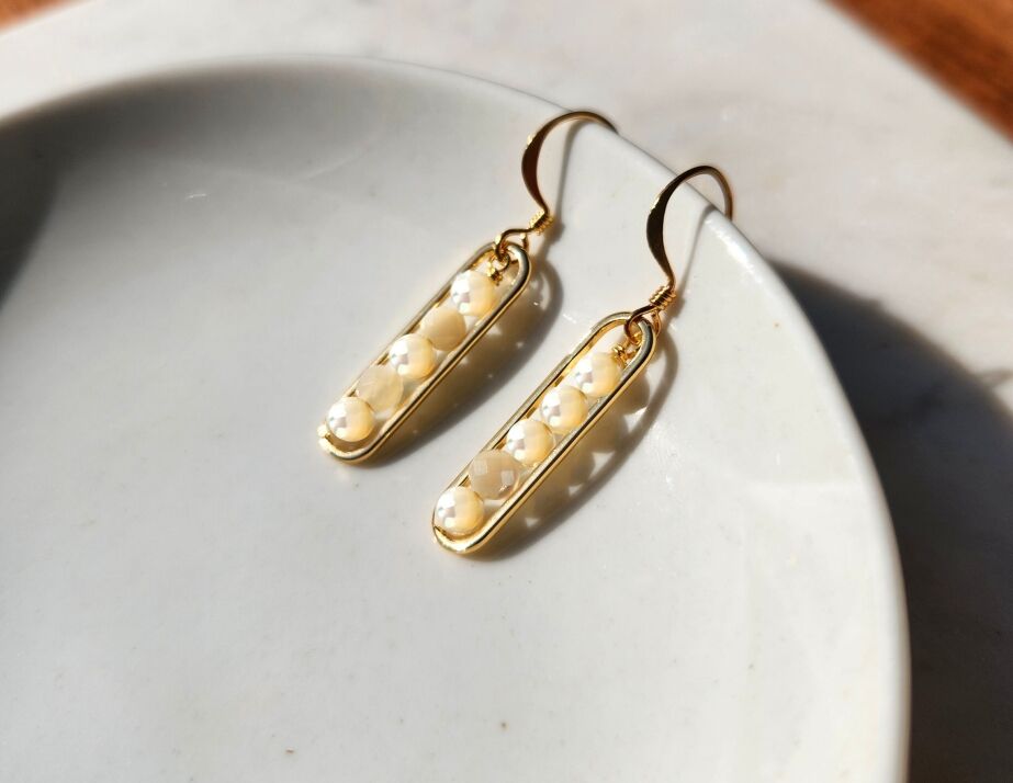 Mother Of Pearl Gold Peapod Earrings