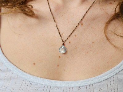 Sky Blue Topaz Simple Stone Pendant Necklace on Dainty Chain