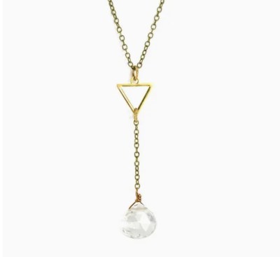 Clear Quartz Dainty Triangle Y Necklace
