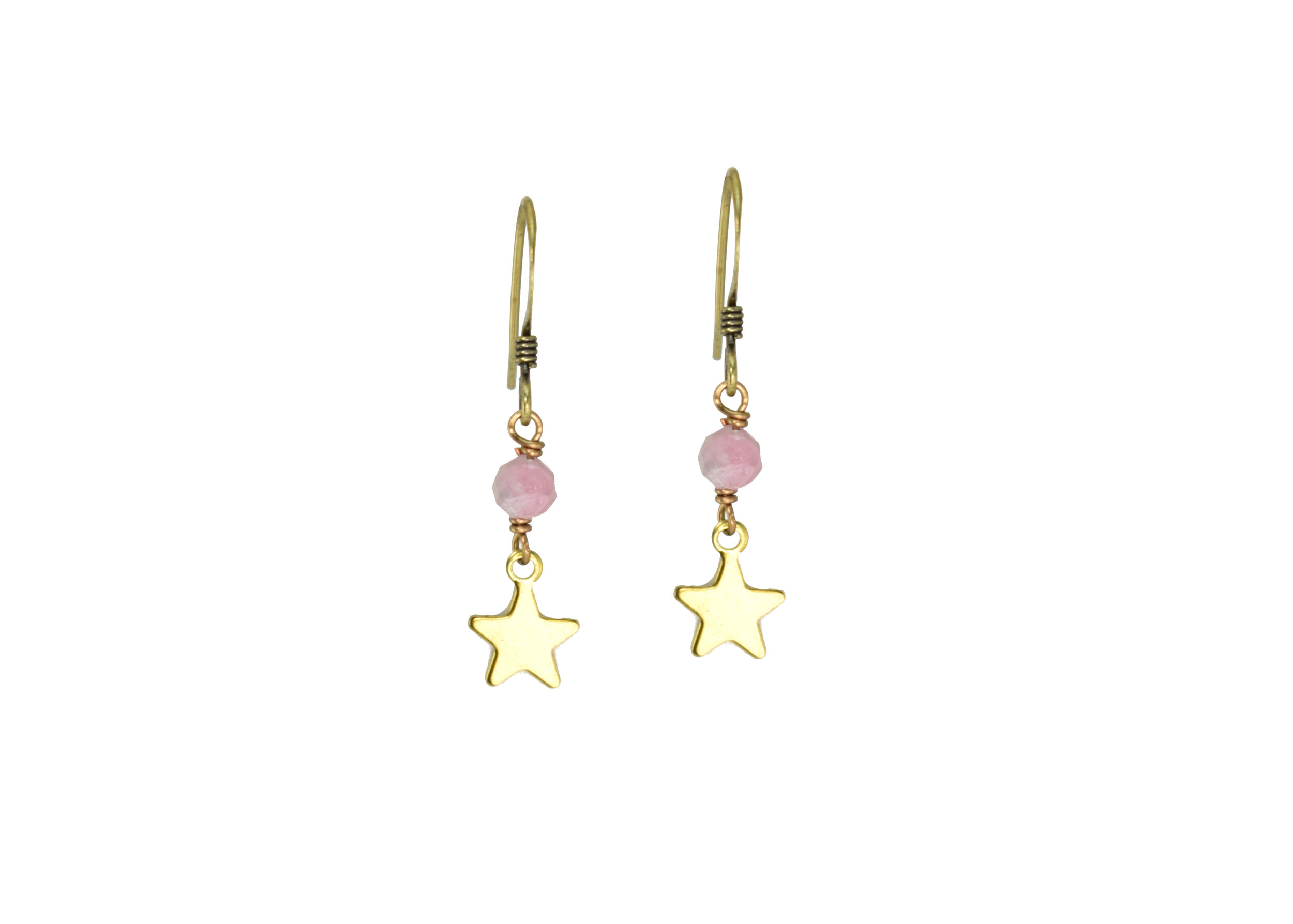 Pink Watermelon Tourmaline Dainty Star Earrings - EDGY PETAL