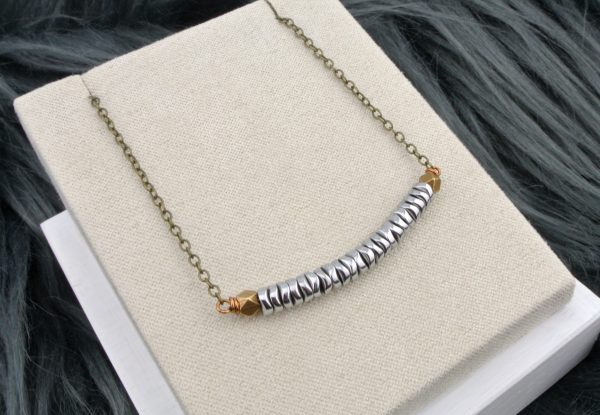 Silver Hematite Wavy Arc Necklace