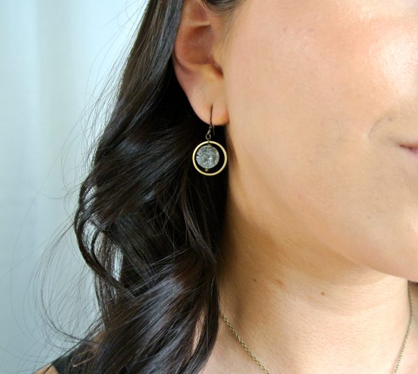 Silver Drusy Circle Earring