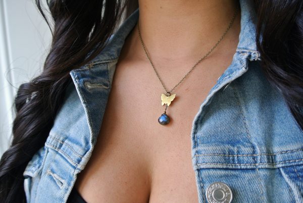 Labradorite Butterfly Chain Necklace