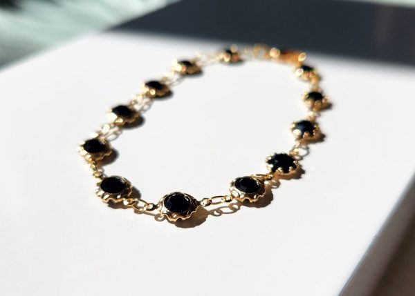 Black Coin Crystal Link Bracelet