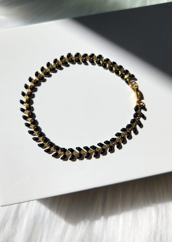 Black Enamel Arrow Chain Bracelet