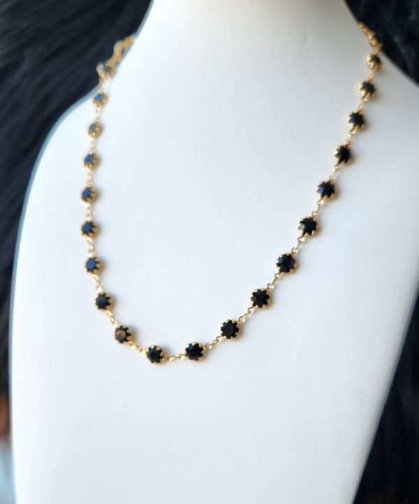 Soft Goth Black Crystal Coin Chain