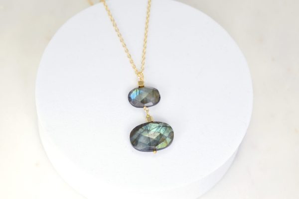 Bianca Double Labradorite Oval Gold Necklace