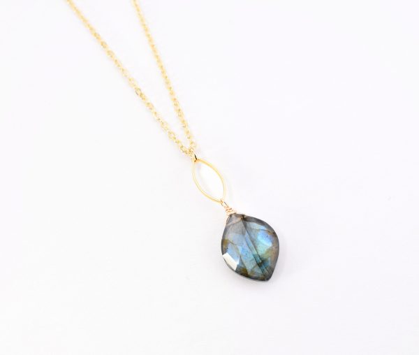 Raina Labradorite Gold Marquis Pendant Necklace