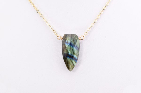 Fiona Labradorite Shield Gold Pendant Necklace