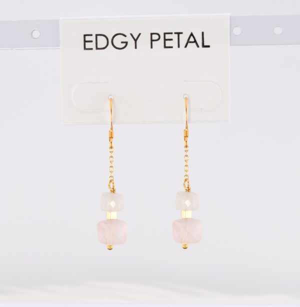 Rose Moon Cube Chain Earrings