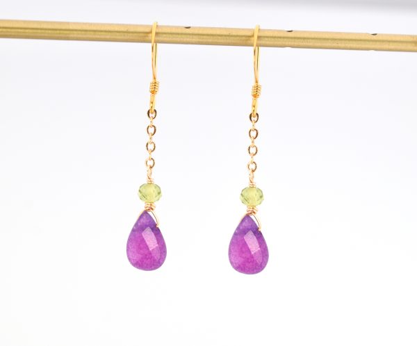 Violet Lime Chain Earrings