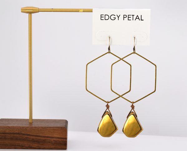 Golden Hematite Hexagon Earrings