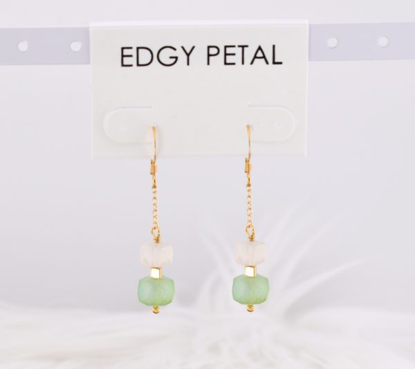 Grassy Moon Cube Chain Earrings