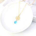 Blue Quartz Gold Rose Pendant Necklace - Image 2