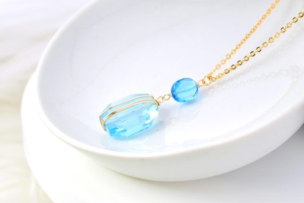 Wrapped Blue Quartz Gold Necklace