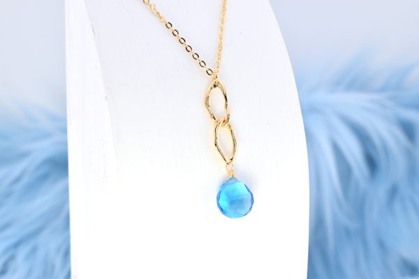 Blue Quartz Molten Chain Link Necklace