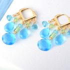 Smooth Blue Quartz Statement Gold Huggies - Image 2