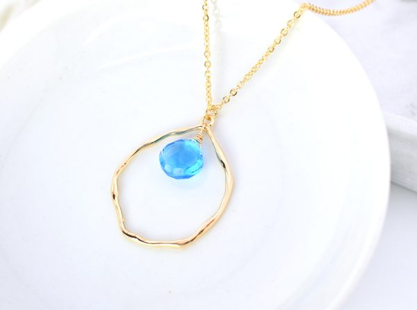 Blue Quartz Large Molten Pendant Necklace