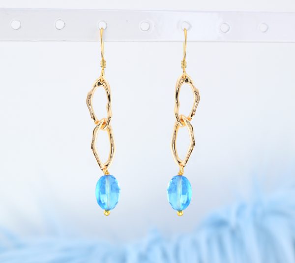 Blue Quartz Molten Chain Link Earrings