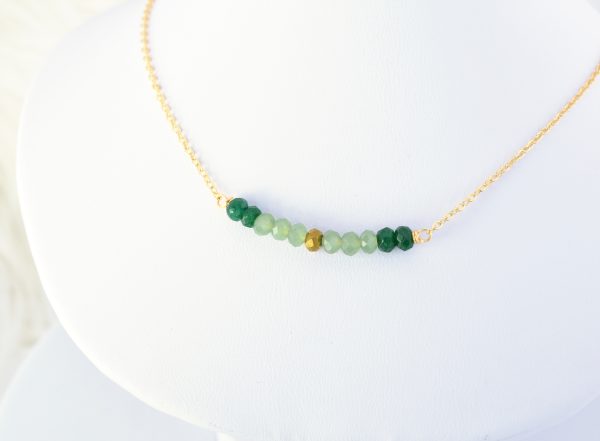 Multi Green + Gold Arc Necklace