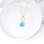 Blue Quartz Gold Circle Necklace - Image 2