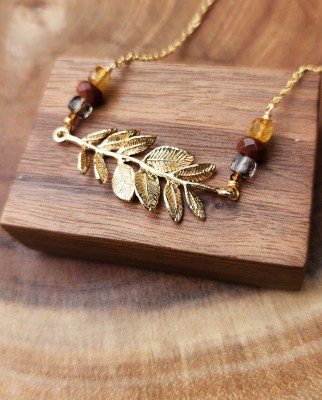 Gold Plated Leafy Branch Necklace
