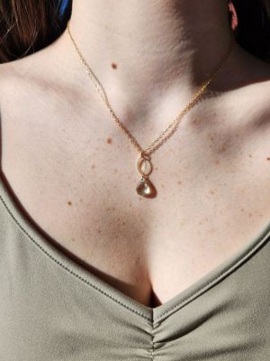 Green Amethyst Dainty Marquis Gold Necklace
