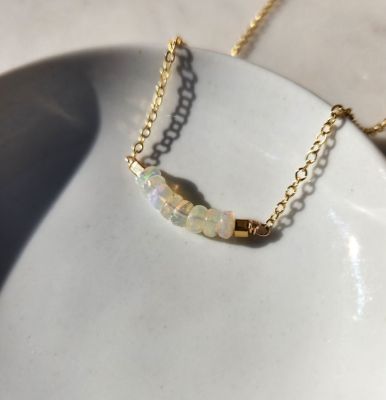 Ethiopian Opal Gold Arc Necklace